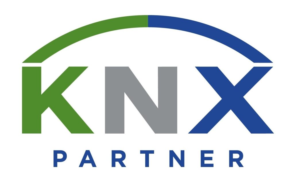 KNX Partner logo with a green arc over the letters KNX and 'PARTNER' below in blue.